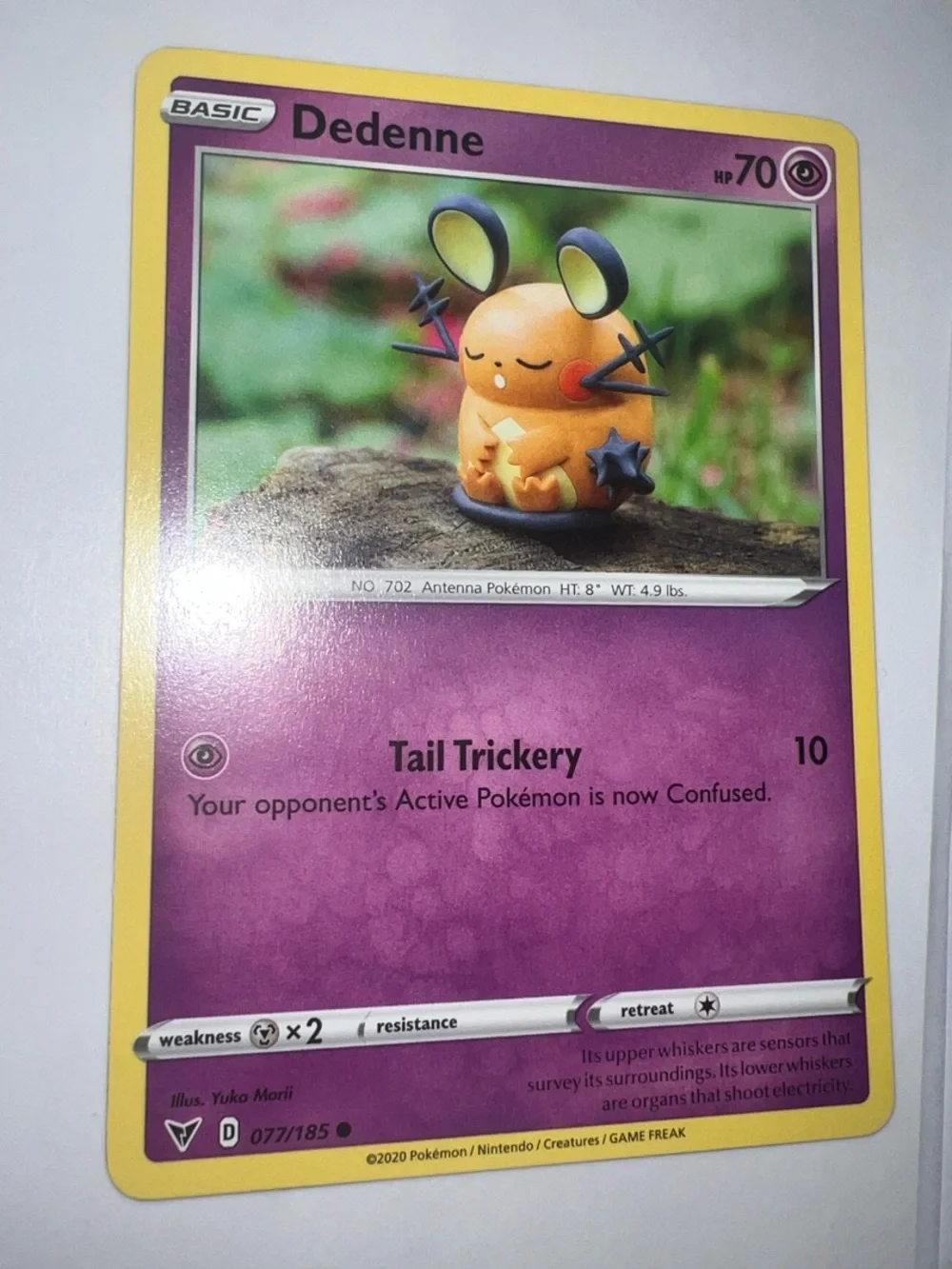 Pokemon Dedenne Card - Purple and Yellow